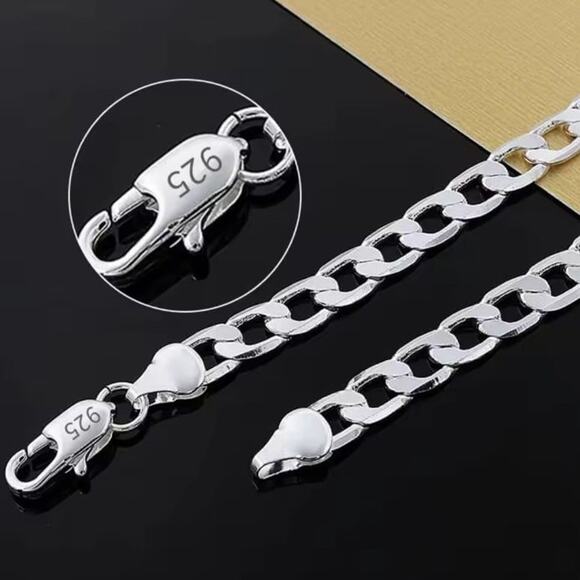 925 Sterling Silver Necklace Cuban 8mm Mens Vintage Fashion Birthday Gift NEW